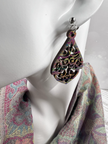 Intricate Rainbow Swirl Design Dangle Earrings, 