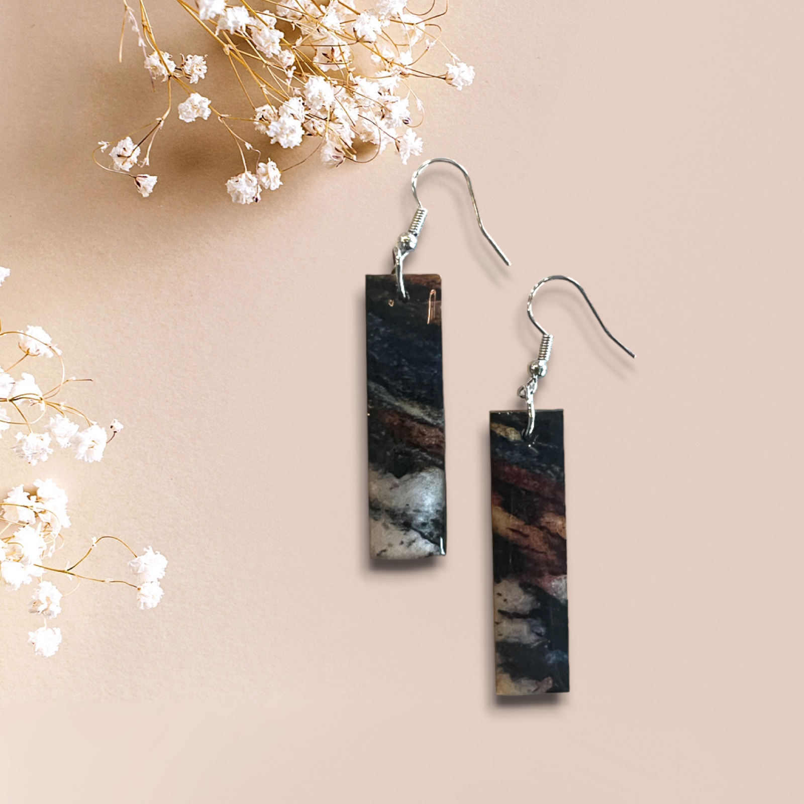 Marble texture dangle earrings - 